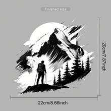 1张登山主题汽车贴纸，防水防紫外线乙烯基材质，黑白户外探险图案，可移除自粘贴纸，适用于汽车、卡车、SUV车窗、车门、摩托车、笔记本电脑、保险杠、行李箱、房车、面包车、露营车等装饰。 - 戶外冒險貼 - 查看 8