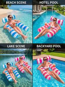 Schwimmender Poolstuhl & Lässig-Hängematte, dualer faltbarer aufblasbarer Poolstuhl mit Rückenlehne, geeignet für Spa, Strand und Party, tragbarer schwimmender Stuhl/Bett, ideal für Sommer-Außennutzung, Reisen und Urlaub, perfektes Geburtstagsgeschenk für Studenten - A - Übersicht 6