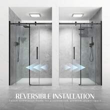 44-48" X 72" Silver Framed Bypass Sliding Shower Door, 5/16" ANSI & SGCC Certified Tempered Glass, Double Sliding Bathroom Shower Enclosure With Reversible Installation, Leak-Proof & Adjustable 0-4" Trim, Modern Matte Silver Hardware - Silver - View 7