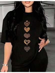 Camiseta Con Estampado De GráFico Casual PoliéSter Diario Primavera,EleccióN Perfecta De Regalo De CumpleañOs O Festividad Para Amigos, Familiares, Novio O Novia - Negro - Ver 6