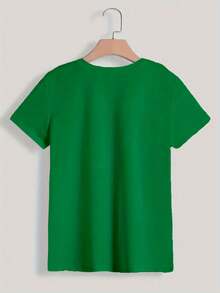Camiseta casual para mujer 2026, cuello redondo, manga corta, estampado MÉXICO, hecha en México, ofrece un estilo casual con un toque moderno y un diseño audaz, su corte básico es ideal para el uso diario y combinaciones versátiles. - Verde - Ver 2