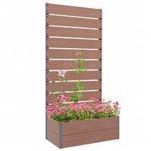 34 X 69.5cm Garden Planter Box, With Back Trellis, Brown - A - View 11