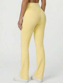 2026 Sodalemon Women's Black Slim Fit Flared Yoga Sweatpants For Spring - 黃色 - 查看 5