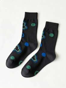 1-3 Pairs Contrast Color Artistic Mid-Calf Socks, Personalized Graffiti / Gradient Design, Versatile Retro Contrast Wave Pattern Mid-Calf Socks, Niche Design Colorful All-Season Socks, Casual Versatile Couple Style - Multicolor - View 9