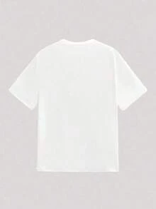 Camiseta de manga corta para hombre, estampada, informal, adecuada para uso diario, primavera y verano, estilo vintage americano, unisex, de corte holgado, ropa de verano--ideal para uso diario y vacaciones de verano. 100% algodón. - Blanco - Ver 3