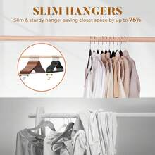 100/50/30pcs, Premium Velvet Non-Slip Hanger With Tie Bar, 360° Swivel Hook, Space-Saving, Durable, Suitable For Indoor Storage, Outdoor Drying, Clothing Display, Standard Hanger, Wardrobe Storage, Organization And Storage - 查看 5