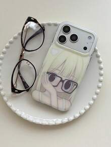 1 chiếc ốp lưng điện thoại họa tiết hoạt hình mắt to dễ thương, kiểu dáng Lolita thời trang đáng yêu, phù hợp với 17/ 17 Pro Max/ 16 Pro Max/ 15 Pro/ 14/ 13/12/11, món quà tuyệt vời cho gia đình/bạn bè/chị em gái/bạn gái. - trắng - Xem 2
