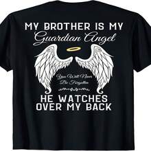 Camiseta conmemorativa exclusiva del Día de la Independencia/Día del Padre con dise?o de ángel guardián celestial, unisex, verano 2025, manga corta, algodón puro, 220 g_1 - Negro - Ver 1