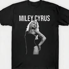 Camiseta Oversize Miley Cyrus Estilo Vintage para Hombres y Mujeres, Camiseta de Música Iconica, Ropa de Calle para Fans de Pop - Negro - Ver 1