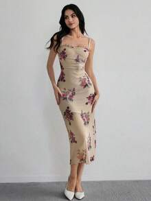 largo y ajustado de verano medio para mujer con parches de encaje floral - Multicolor - Ver 5