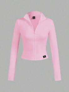 2 piezas Conjunto versátil de ropa deportiva de punto blanca y negra para yoga y fitness, camiseta de manga larga con cremallera y bordado gráfico de letras, elegante para otoño/invierno - Multicolor 12 - Ver 3