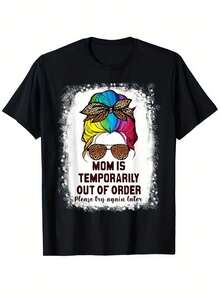 Playeras de mujer,Camiseta femenina con estampado de frases divertidas, cuello redondo versátil, queda bien en cualquier figura, apta para todas las estaciones, tela suave y transpirable - Negro - Ver 2