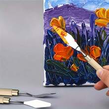 3pcs Art Supplies Oil Painting Scraper Student Gouache Acrylic Paint Spatula Stainless Steel Palette Knife Wooden Handle Scraper - Sets - View 5