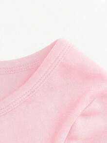 Camiseta básica de manga larga y cuello redondo negro ajustada para mujer, perfecta para el verano - Rosa Pálido - Ver 6