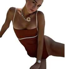 2026 New One-Piece Swimsuit With Bikini Design, Small Bust Push-Up Bikini - Brown - View 5