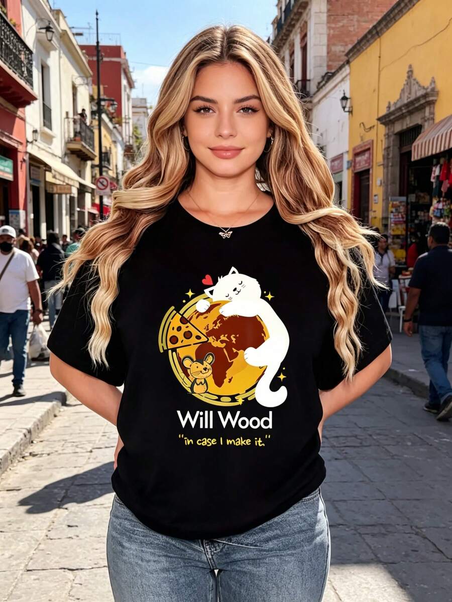 ¡Oferta por tiempo limitado, unidades limitadas, relámpago! Camisas casuales para mujer, camisetas de poliéster para mujer, camisas elegantes. Ideas de ropa con estilo - Camiseta casual y deportiva para mujer con cuello redondo y mangas cortas, hecha de tela holgada transpirable, con un adorable y contemporáneo diseño de patrón, ideal para deportes y uso diario - Negro - Ver 1