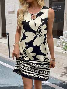 Vestido de verano casual con estampado tropical para vacaciones de mujer - Multicolor 8 - Ver 9