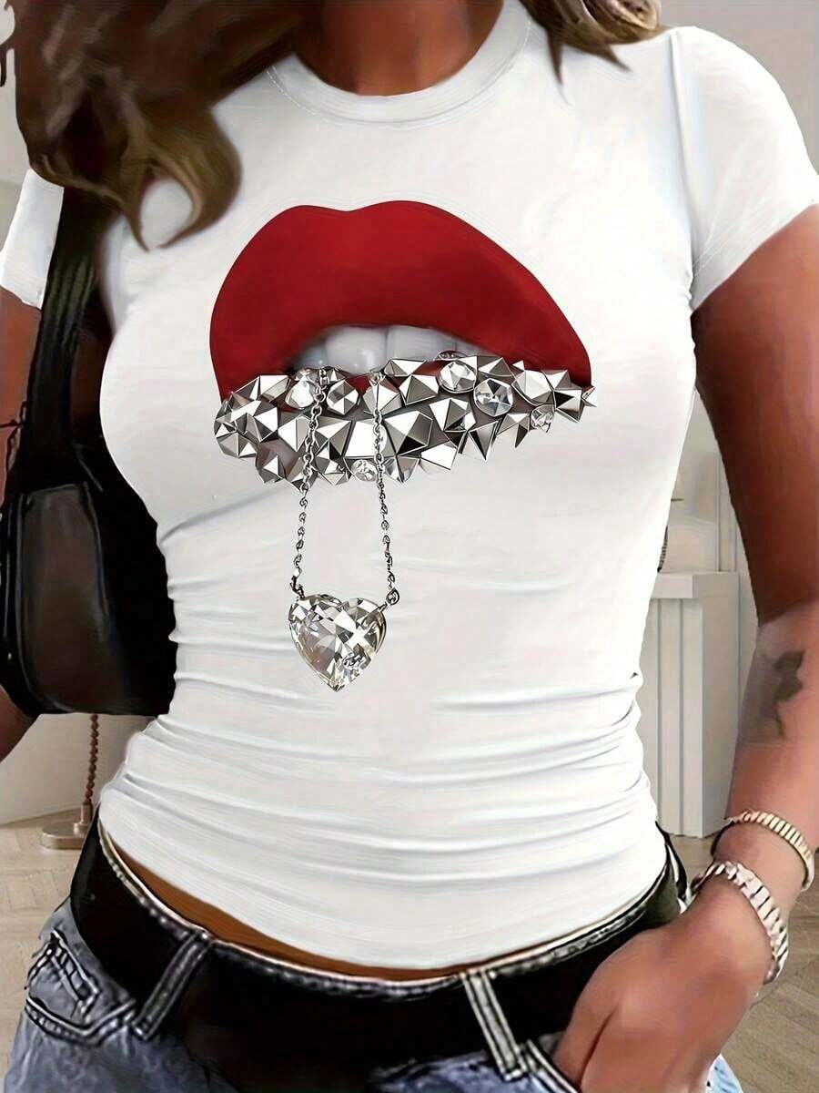 Women's Classic Casual T-Shirt With Vintage "My Birthday" Print And Balloon, Short Sleeve Crew Neck T-Shirt, Comfortable, Suitable For Daily Wear, Vacation And Summer Clothes. - 白色 27 - 查看 1