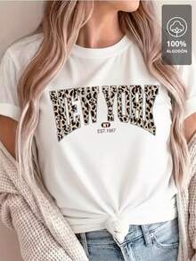 CAMISETA NUEVA YORK ESTAMPADO ANIMAL 100% - [Blanco] - Ver 6