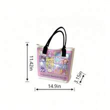 Miniso Tas Tote Kanvas Motif Kotak-kotak Karakter Sanrio, Tas Bahu Warna Krem untuk Penggunaan Sehari-hari - Hitam - View 6