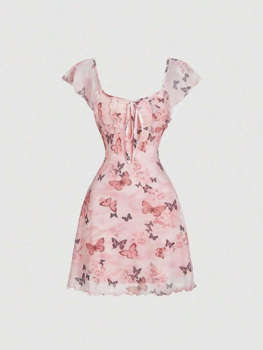 Vestido mini de flores para mujer, ideal para vacaciones de verano - Multicolor - Ver 1
