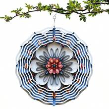 1 buah Lonceng Angin Mandala 3D - Dekorasi Taman Logam Berputar yang Cantik, Cocok untuk Estetika Halaman dan Luar Ruangan, Hadiah Natal atau Tahun Baru yang Sempurna, Tidak Membutuhkan Baterai (Liontin Tidak Termasuk), Gaya Acak - A - View 2