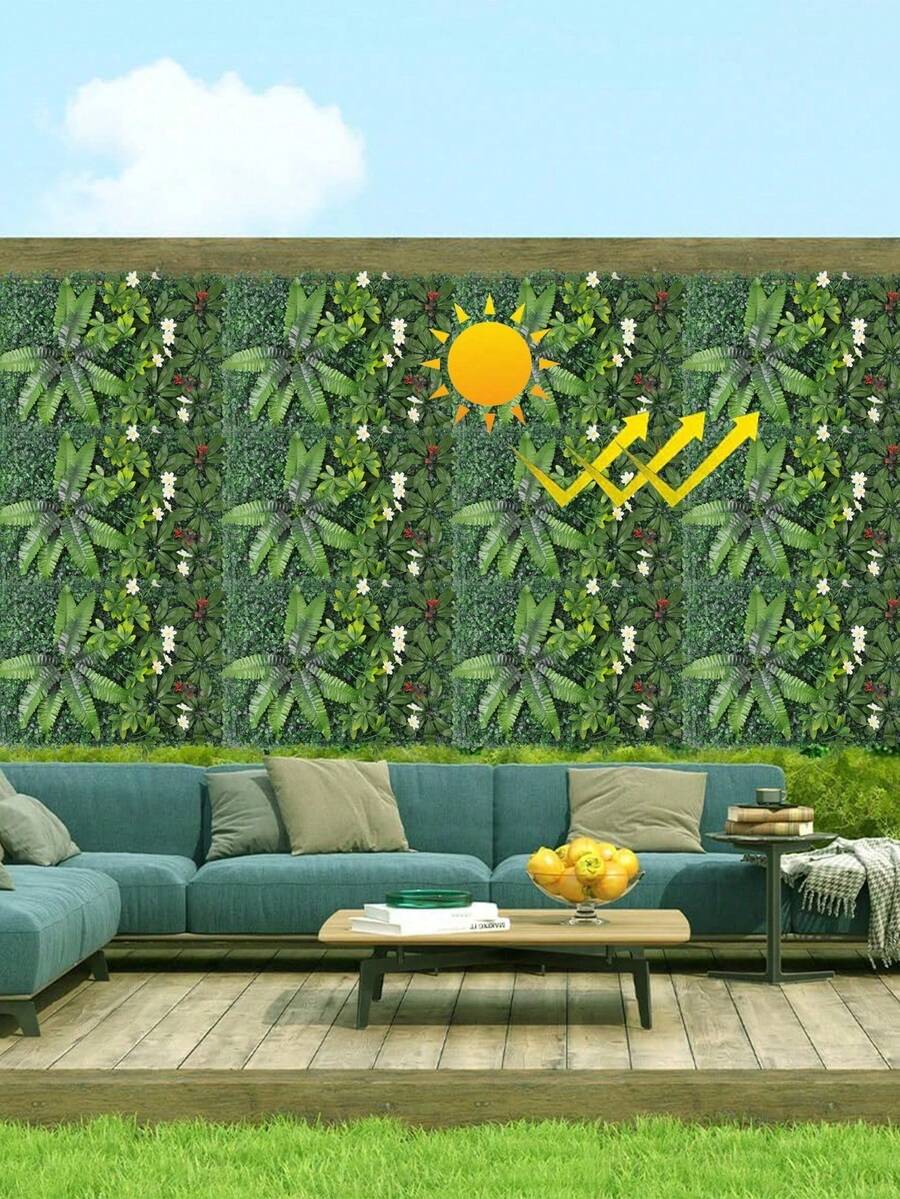 1pc Artificial Green Wall Panel, Size 40cm*60cm, Artificial Grass Wall Decor, Suitable For Garden Fence, Privacy Screen, Indoor/Outdoor Backyard Decoration, Wedding & Party - Multicolor - View 1
