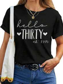 Camiseta de manga corta Hello Thirty Est 1995 30 Años Cumpleaños 30 Para Mujer Camiseta de Verano - Negro - Ver 7
