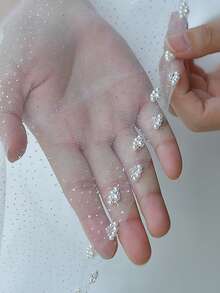2m Long Sparkling Bridal Veil, Handmade Beaded, Luxury & High-End, Suitable For Wedding Dress, Wedding Veil - Multicolor - View 8