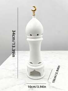 1pc Middle Eastern Architecture Style Decor, Ramadan Decoration, Ramadan Crescent Moon Candle Holder & Aroma Diffuser, Ramadan Islamic Festival Party, Home Room Dining Table Decor - Eid Al-Fitr Spring Decoration Gift, Festival Gift (Candles Not Included) - Multicolor - View 3
