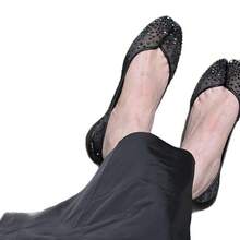 Low-Cut Patent Leather Split Toe Shoes, Inner Heightening Mesh Rhinestone Pig Trotter Daily Single Shoes - Silver - View 6