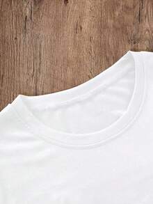 Camiseta Deportiva Casual de Corte Regular y Holgado, Manga Corta, Transpirable, para Pilates, Fitness, Ropa Deportiva, Atuendo Diario Casual de Verano - Blanco - Ver 5