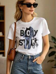 conjuntos de mujer2026Women's  T-Shirt |   Colorful Female Silhouette, Casual Style, Painting Patterncoolplayeras de mujer - Blanco - Ver 7