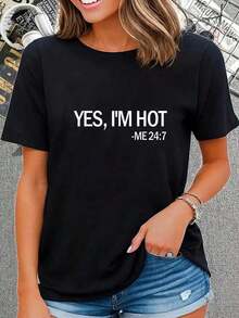 100% Algodón Sí, soy sexy, yo 24/7, regalo divertido y con carácter, camiseta "Sí, soy sexy", playeras de mujer - Negro - Ver 5