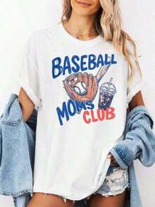 1 camia de "Baseball Moms Club", camia "Baseball Mama", camia para el día del juego, 180g 100% algodón, los diseños están completamente impresos. Unisexo. Ideal para regalar. Camisetas para mujer, camisetas para hombre, camisas > Elegantes. Estilo bohemio. Blusas suaves, transpirables y cómodas para mujer, ideales para primavera, verano y otoño, perfectas para vacaciones, viajes y uso diario, y para ver partidos. - Blanco - Ver 3