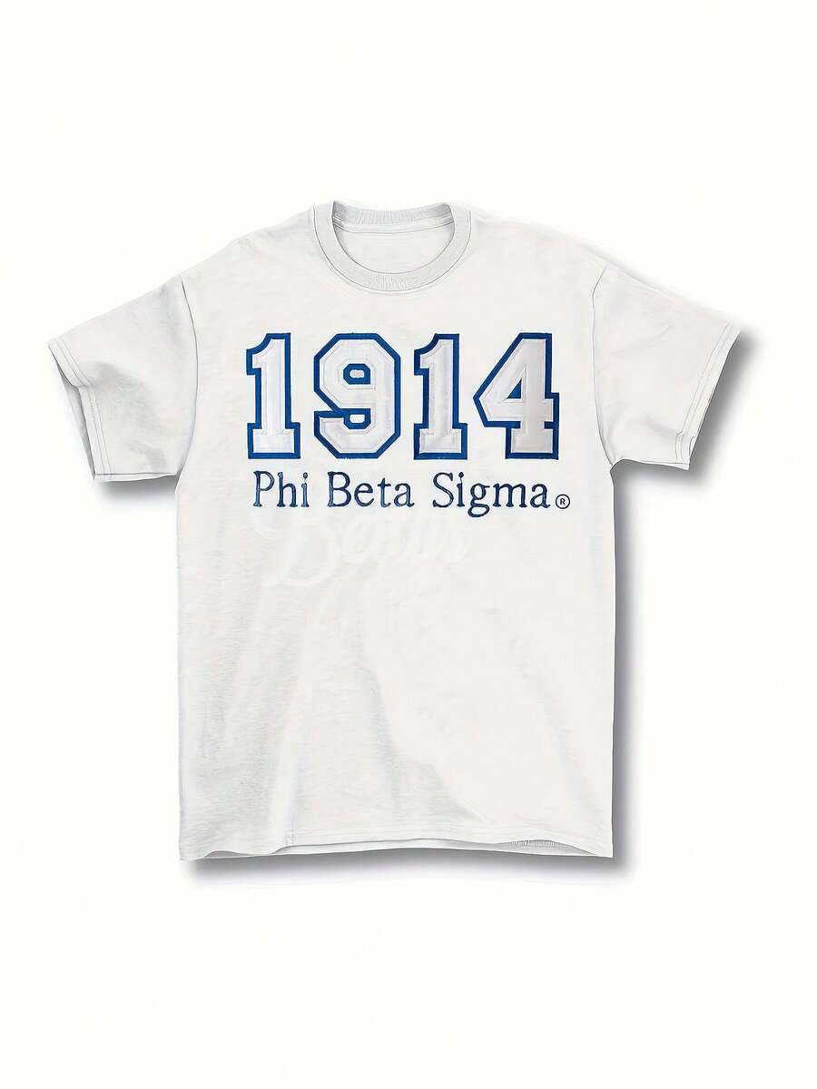 Camiseta de la Fraternidad Phaito Phai Honor Society - Letras griegas y emblema de 1914, camiseta casual de cuello redondo con doble costura, adecuada para adolescentes, jóvenes adultos y eventos de fraternidad, ropa de estilo griego lavable a máquina, ideal para uso casual diario. - Blanco - Ver 1