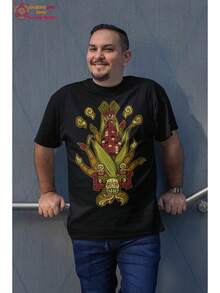 T-shirt graphique stylé Art Elote pour hommes - Vêtement mexicain unique en cadeau pour hommes, tenue d'été pour hommes - Noir - Voir 1