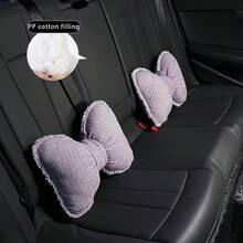 1pc Car Headrest Neck Pillow, Bow Decor Lumbar Support Cushion, Suitable For All Seasons - A - View 7