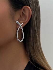 1 Pair Minimalist Teardrop Earrings, Thick Gold Teardrop Stud Earrings, Oval Earrings, Elegant & Fashionable Lightweight Delicate Jewelry For Women, Suitable For Daily Wear, Various Party Occasions, Holiday Gifts - Water Drop Hollow Earrings - View 4