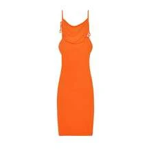 2024 nueva moda de verano vestido Sexy sin tirantes vestido sin tirantes con cuello colgante temperamento - Naranja - Ver 6