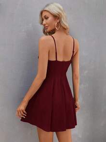 Vestido de tirantes unicolor fruncido - Burdeos - Ver 2
