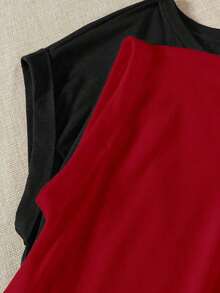 2 piezas Camiseta de cuello redondo de manga corta en negro y rojo, adecuada para el verano - Multicolor 2 - Ver 6