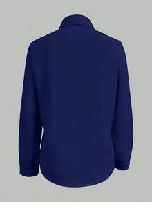 Camisa informal casual de mujer de manga larga con cuello cruzado y estampado floral - Azul marino - Ver 2