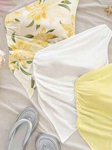 Set de 3 blusas casuales con estampado floral, adecuadas para el verano - Multicolor 6 - Ver 8