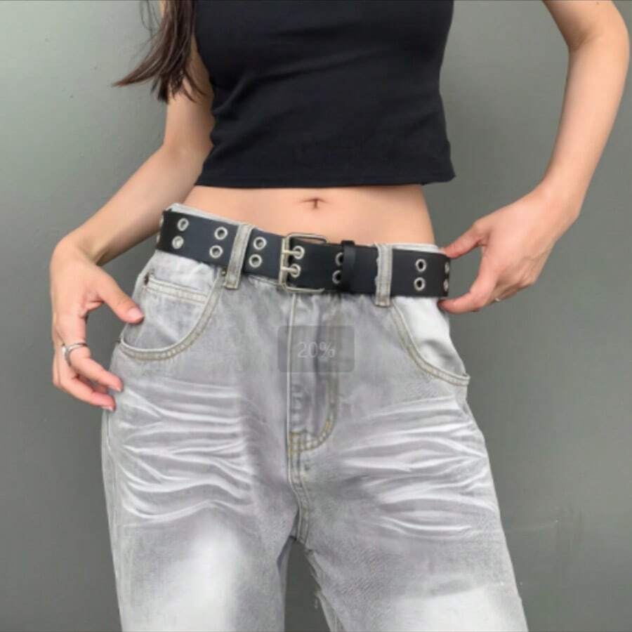 Unisex Punk-Style Belt, 4 Cm Wide. - Q - View 1