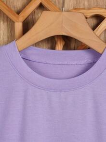 Camiseta de manga corta para mujer, estampado de mariposas coloridas y de ensueño, estilo vintage elegante, exquisito, lindo, sexy y dulce, cuello redondo, corte regular, regalo para mujer, regalo de cumpleaños, camiseta para ir al trabajo, camiseta para fiestas, tela suave y cómoda. - Morado - Ver 3