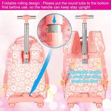 Girls Rolling Backpack, Girl Roller Bookbag With Lunch Box For Adults, Water Resistant Wheeled School Bag For College Teens Kids Travel - Pink Flower - UV Trolley Backpack for Soccer Ball - View 11