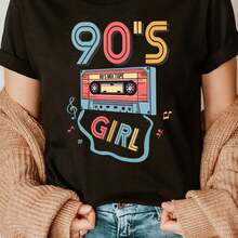 Camiseta para Mujer con Estampado de Diente y Pasta Dental, Manga Corta - Negro - Ver 1