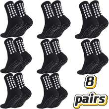 8 Pairs Grip Soccer Socks Colorful Non Slip Sports Football Basketball Hospital Yoga Socks For Men Women - 8 đen - Xem 9