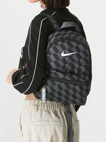 Nike Printed Checkered Fabric Backpack, Unisex And Couple Style, Black. - Black - View 1